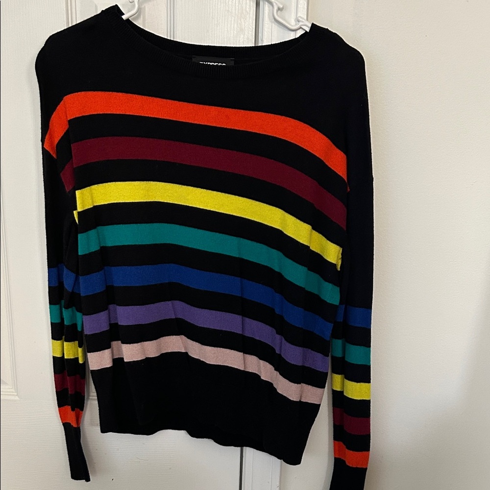 Express Multicolor Striped Crew Neck Sweater